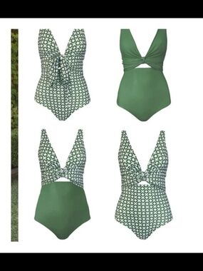 Green Twist-Front One-Piece Swimsuit - Women's Swim Bikini